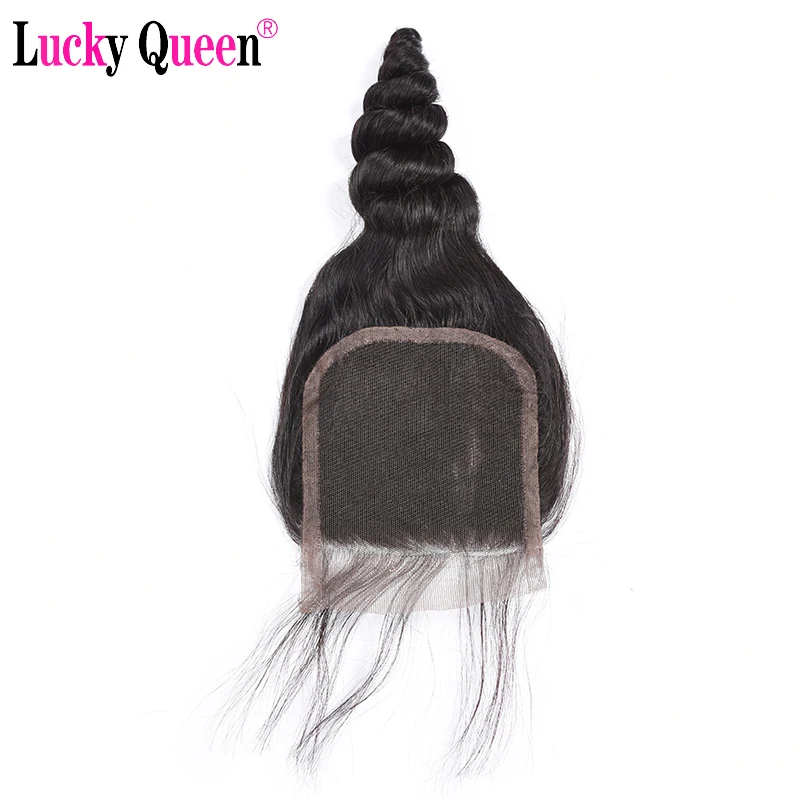 

Brazilian Loose Wave 4x4 Lace Closure Free Part Natural Color Human Hair Lucky Queen 4*4 Lace Closure Non-Remy Hair 8"-20" Inch