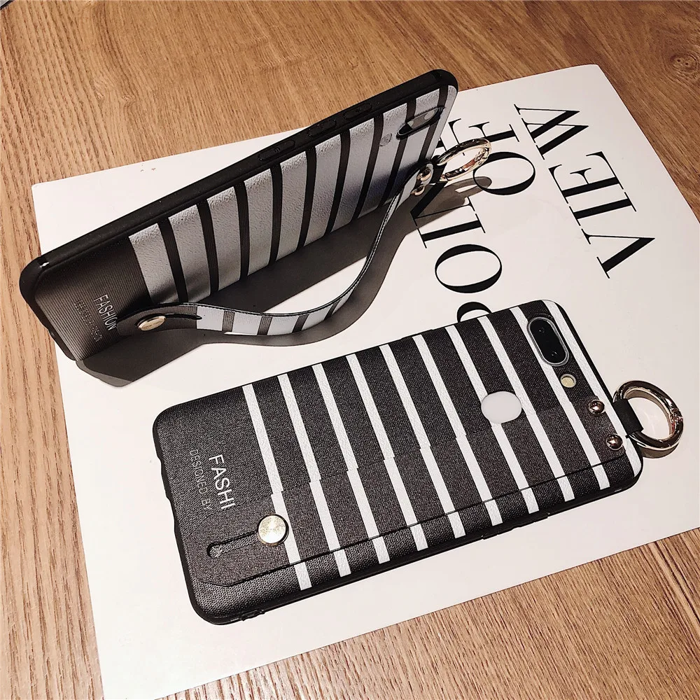 Wrist Strap for Samsung S10 S9 S8 Plus Note 8 9 Phone Case stripe Patterned Cases Galaxy A2345670 M20 Soft Covers |