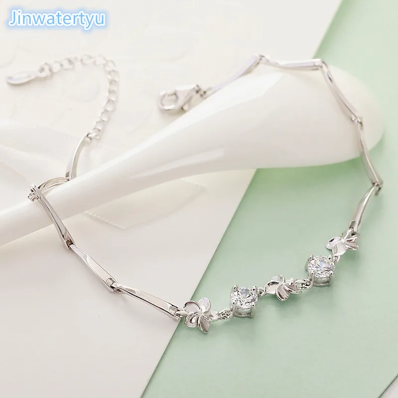 

Jinwateryu Fashion Jewelry bracelets 925 Sterling Silver Bracelets Fine bangles with white Cubic Zircon fine Jewelry