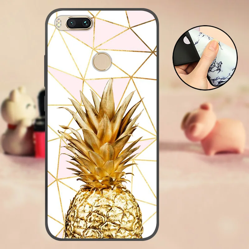 For Mi A1 Phone Back Cover Xiaomi 5X Case Black MiA1 TPU Capa A 1 Mi5X Silicone Soft Flowers | Мобильные телефоны и