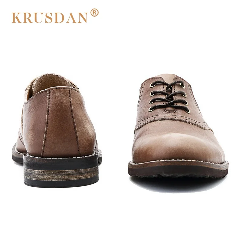 Krusdan винтажные формальный человек Дерби Туфли под платье Натуральная кожа