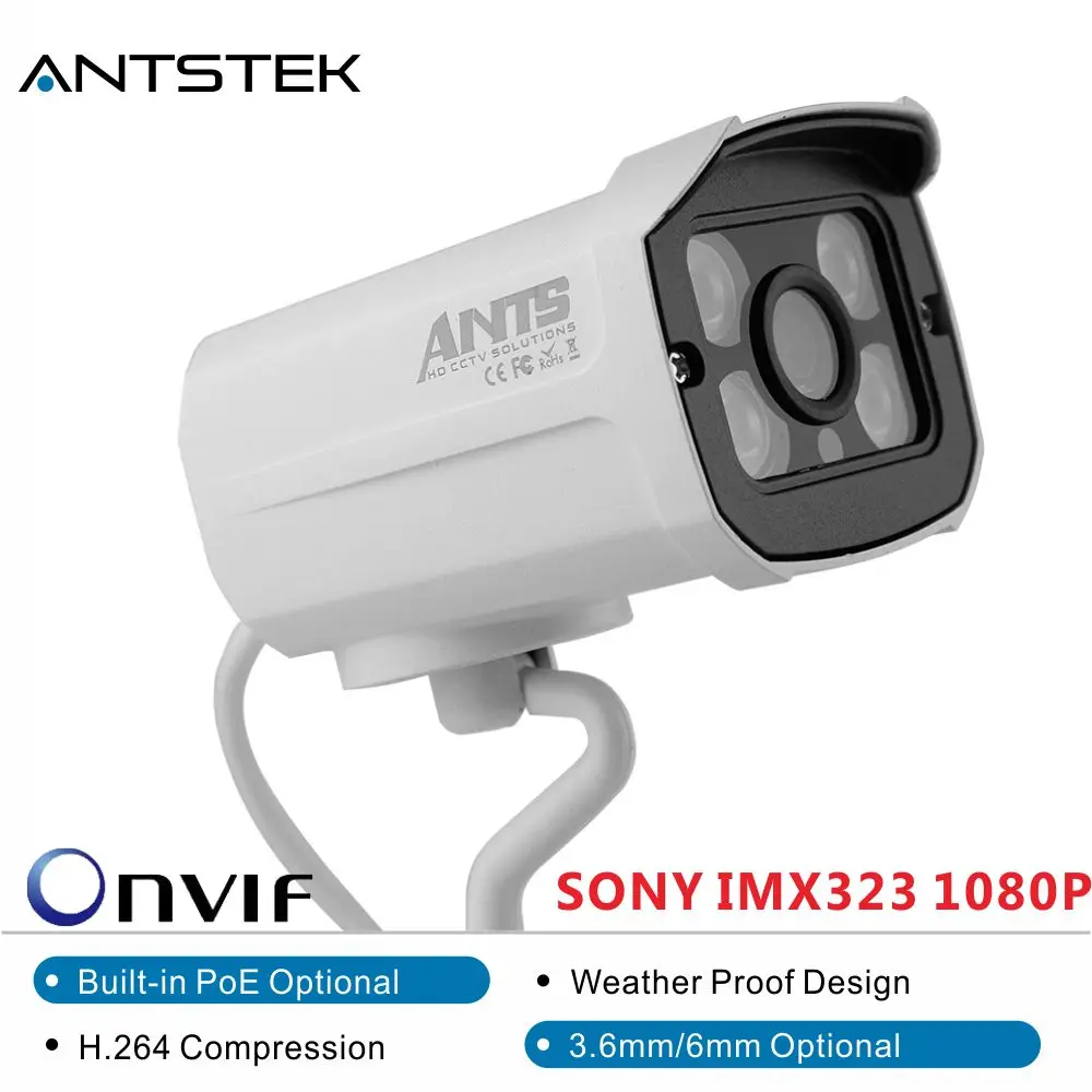 Sony imx323 Full HD 1080 P 4 шт. Массив ИК ONVIF Мини Крытый Открытый IP пули Камера 3.6 мм 6