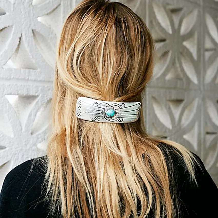 Цыганские синие камни винтажные серебряные женские заколки для волос шпилька из