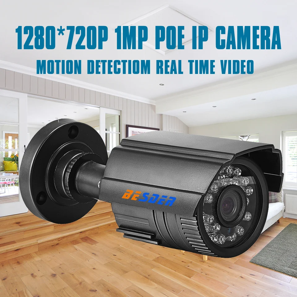 Besder 48 В PoE HD 720 P IP Камера Пуля Мобильный просмотра ИК Ночное видение 1 МП P2P