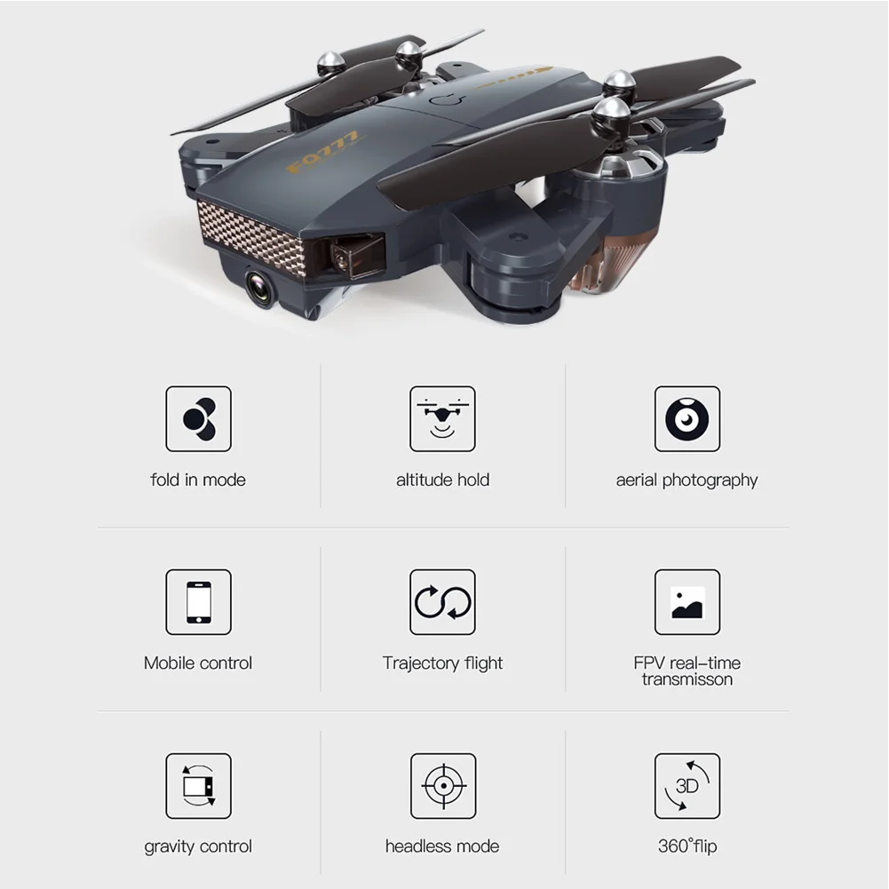 480P 720P Helicopter FPV Camera RC Drone Foldable Quadcopter WIFI Auto Return Trajectory Flying Chargeable Gravity Sense | Электроника