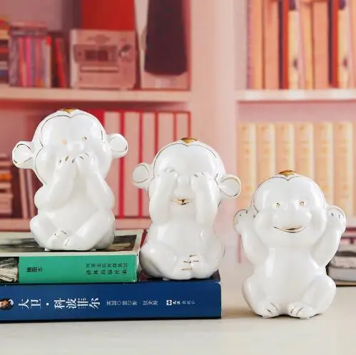 Керамические животные детские игрушки домашний декор поделки три симпатичных