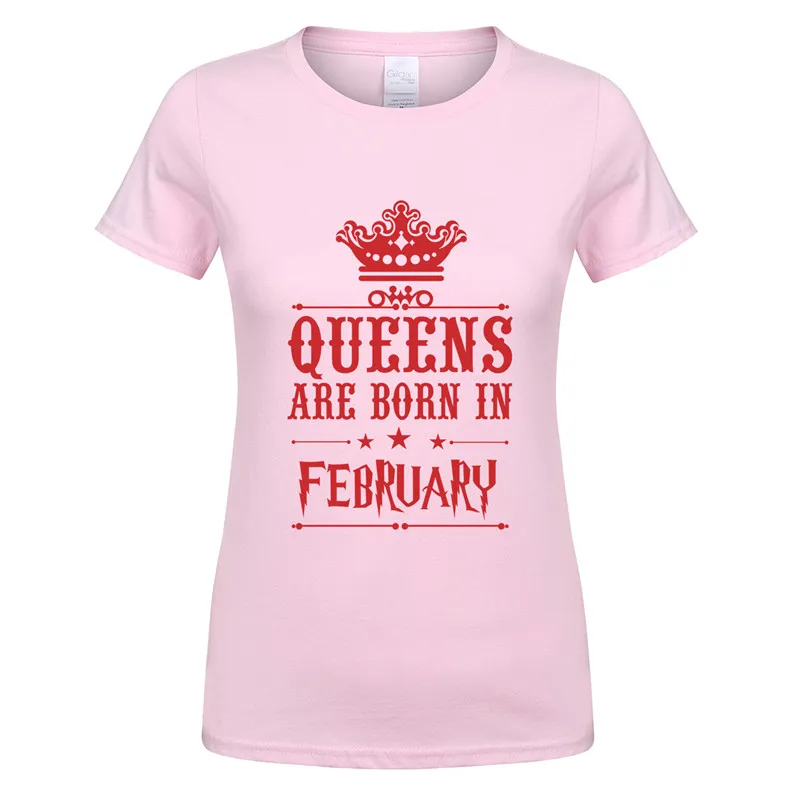 Omnitee Queens рождаются в феврале футболки Женская одежда из хлопка платье с коротким