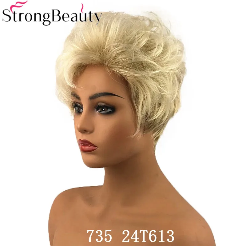 StrongBeauty женский синтетический короткий парик без косточек коричневые волосы кудрявые парики