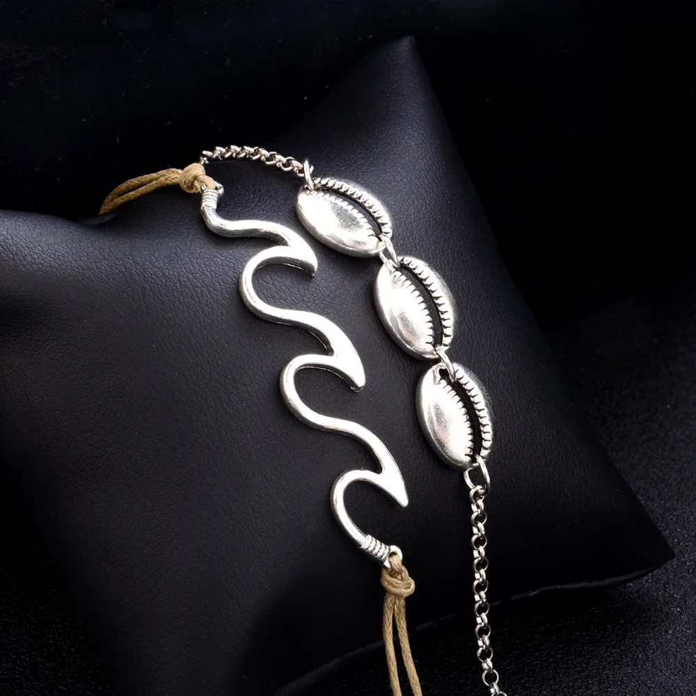 

New Simple Shell Rope Adjustable Anklets Barefoot Crochet Foot Jewelry Leg New Silver On Foot Ankle Bracelets For Men Leg Chain