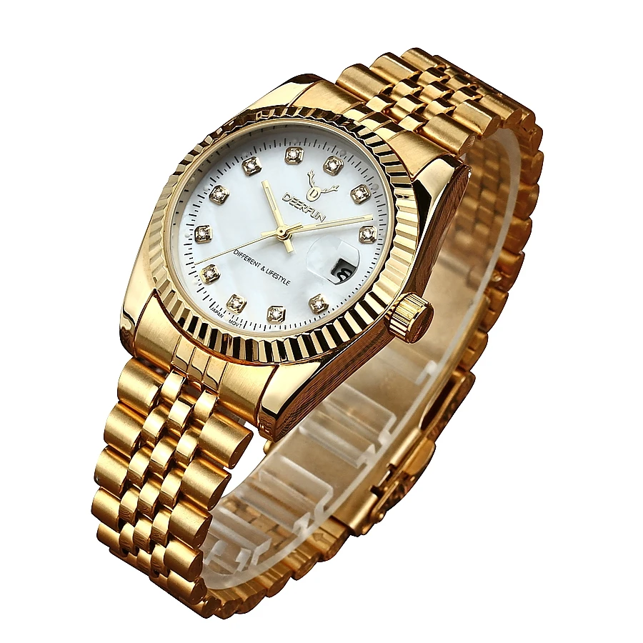 Роскошные золотые часы для мужчин Rolexable ободок сапфировое стекло нержавеющая сталь ремешок для женщин кварцевые наручные часы может плавать