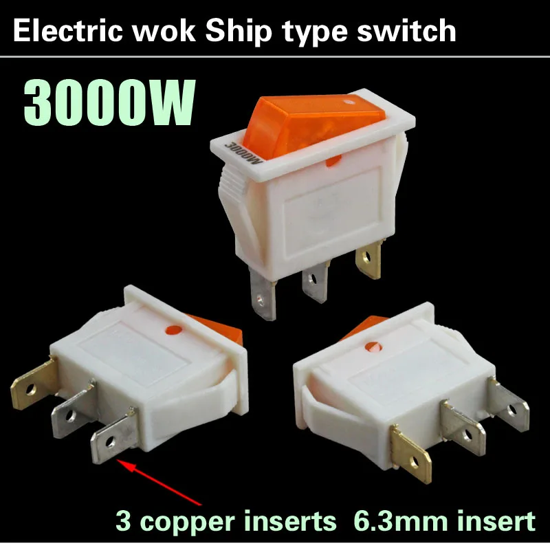 KCD3 3000 Вт белый переключатель типа лодки 25x20 мм 15A250V 3 контактный 2 зубчатый для