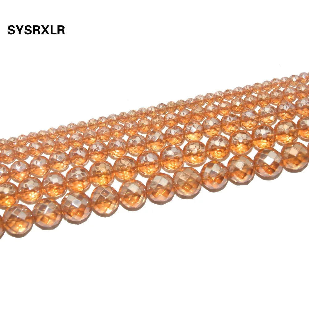 Граненые бусины из натурального камня цвета шампанского золотого кварца круглые