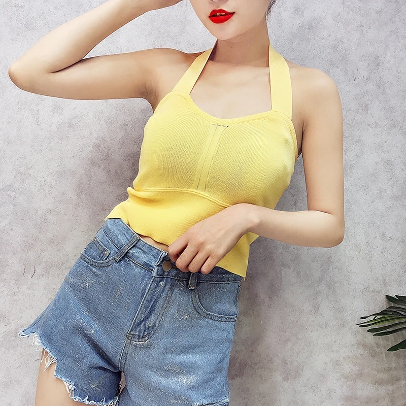 Женская Трикотажная майка ALPHALMODA однотонная Короткая Стильная летняя на лето 2018 |