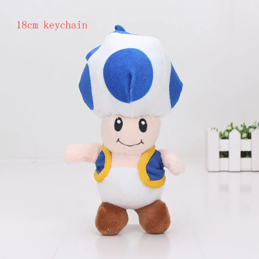 18cm blue keychain 18-40 см Игра Супер Марио Bros плюшевый гриб жаба брелок с динозавриком Йоши Подвески Мягкие плюшевые куклы игрушки подарки - Цвет: 18cm blue keychain
