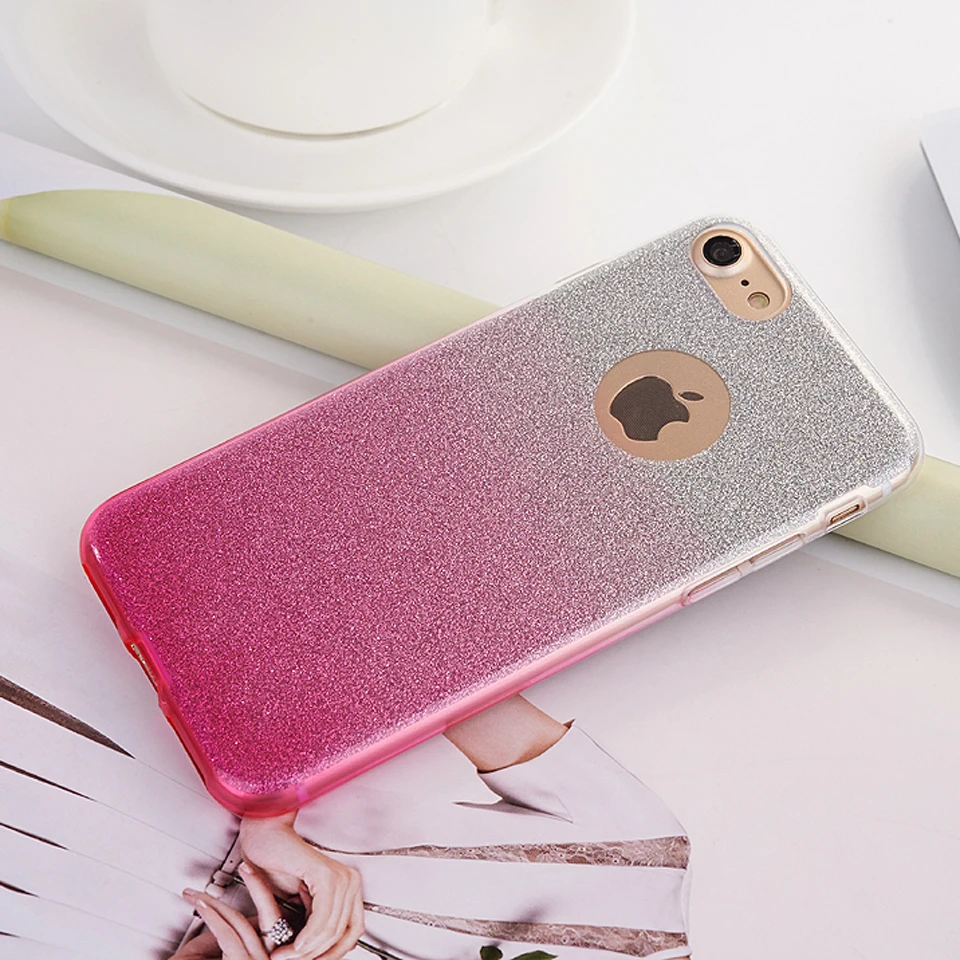 For iphone 7 Rainbow Glitter 2 in 1 TPU Case SE 5 5S 6 6S 8 Plus X Cover Silicone Cases OnePlus One 3 3T 5T Soft Fundas |