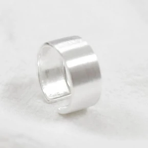 Brushed Silver 925 пробы серебряные Простые геометрические широкие Глянцевые Кольца Ювелирные изделия из стерлингового серебра - Цвет камня: Brushed Silver