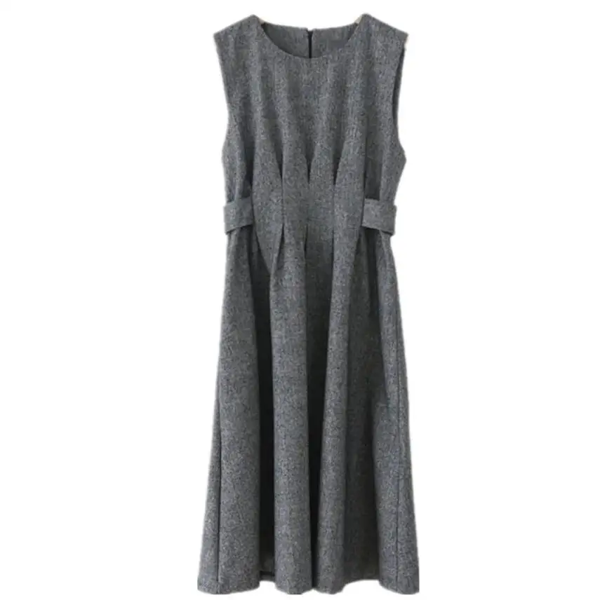 Autumn winter vintage preppy style sleeveless vest dress girls slim big swing a-line | Женская одежда