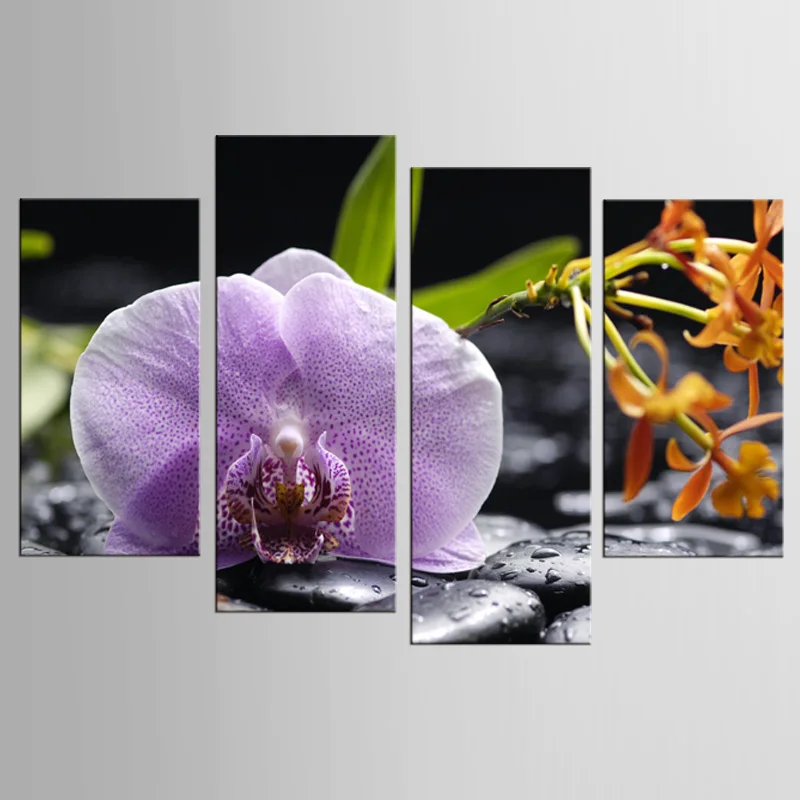 Горячая рамка 4 шт./компл. Красивая фиолетовая орхидея настенное художественное