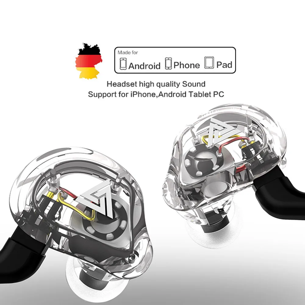 Внутриканальные наушники QKZ VK1 4DD с сабвуфером подвесные Hi-Fi наушники-вкладыши для