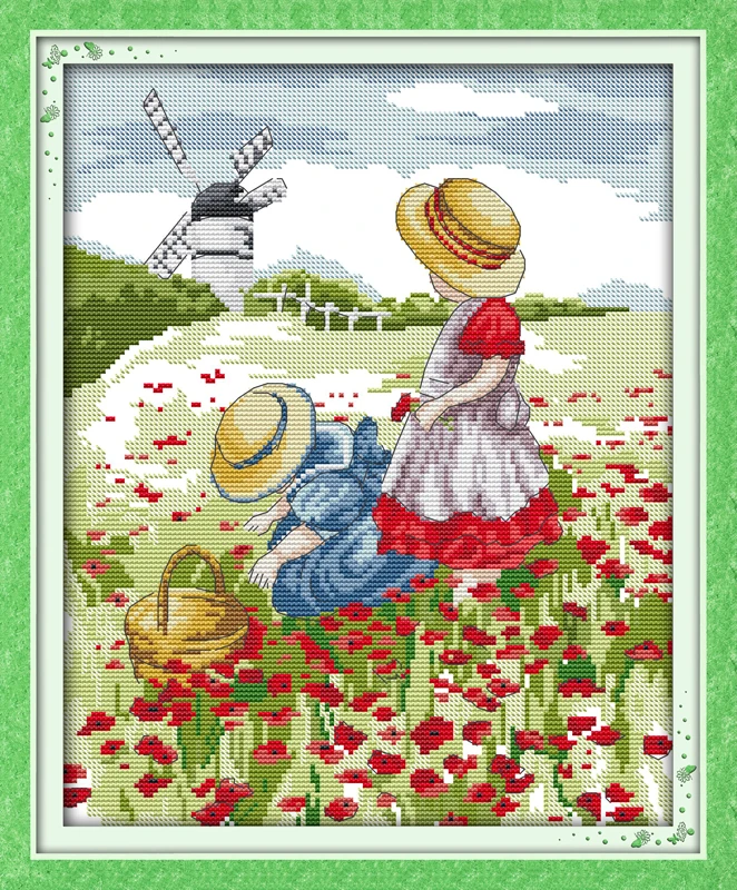 

Poppy field Набор для вышивки крестиком 18ct 14ct 11ct напечатанный холст Вышивка Сделай Сам ручная работа рукоделие