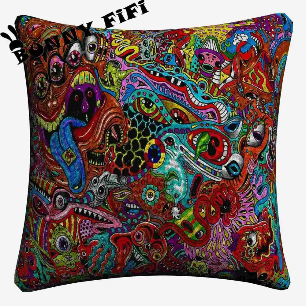 Psychedelic абстрактный акриловый LSD кислотная Декоративная Подушка Чехлы для дивана домашний декор чехол для подушки из льна 45x45 см чехлы на подушки - Цвет: 9