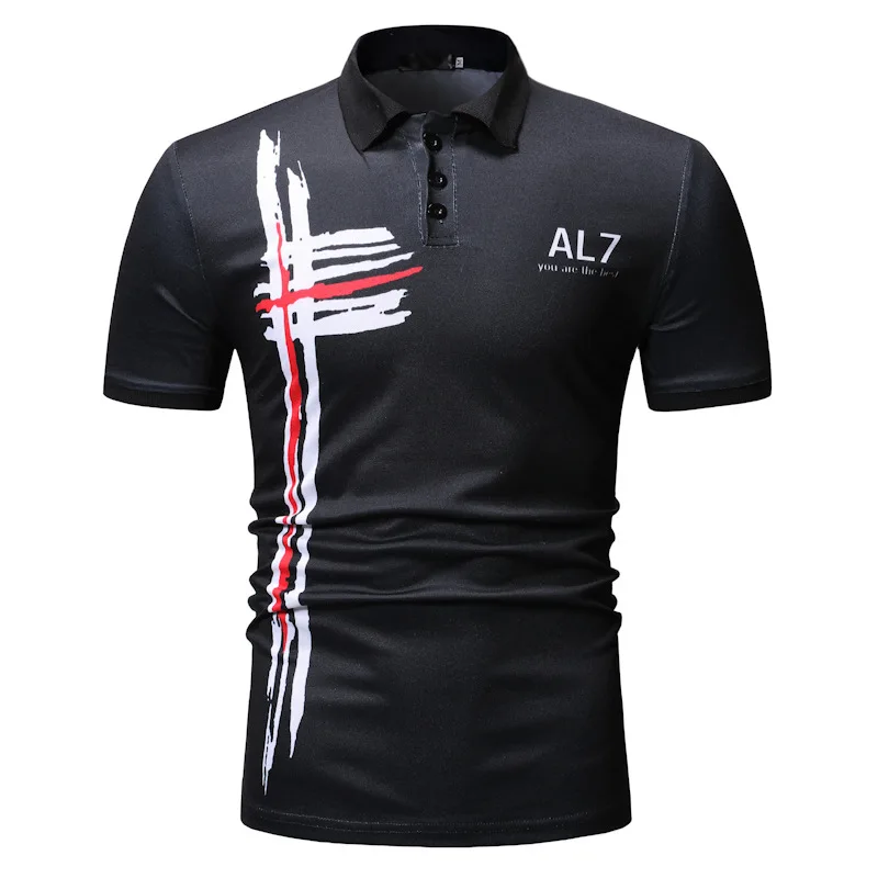 Новая мужская рубашка поло с коротким рукавом модная повседневная в европейском