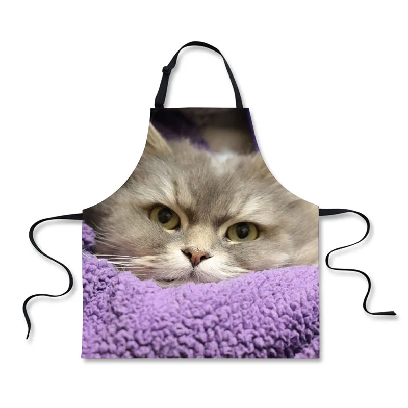 Высококачественные модные кухонные фартуки с 3D-принтом кошки для дома и отдыха |