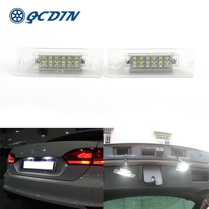 QCDIN для SKODA 2 шт. OEM светодиодный ные лампы номерного знака автомобиля 18 s 6500K белая