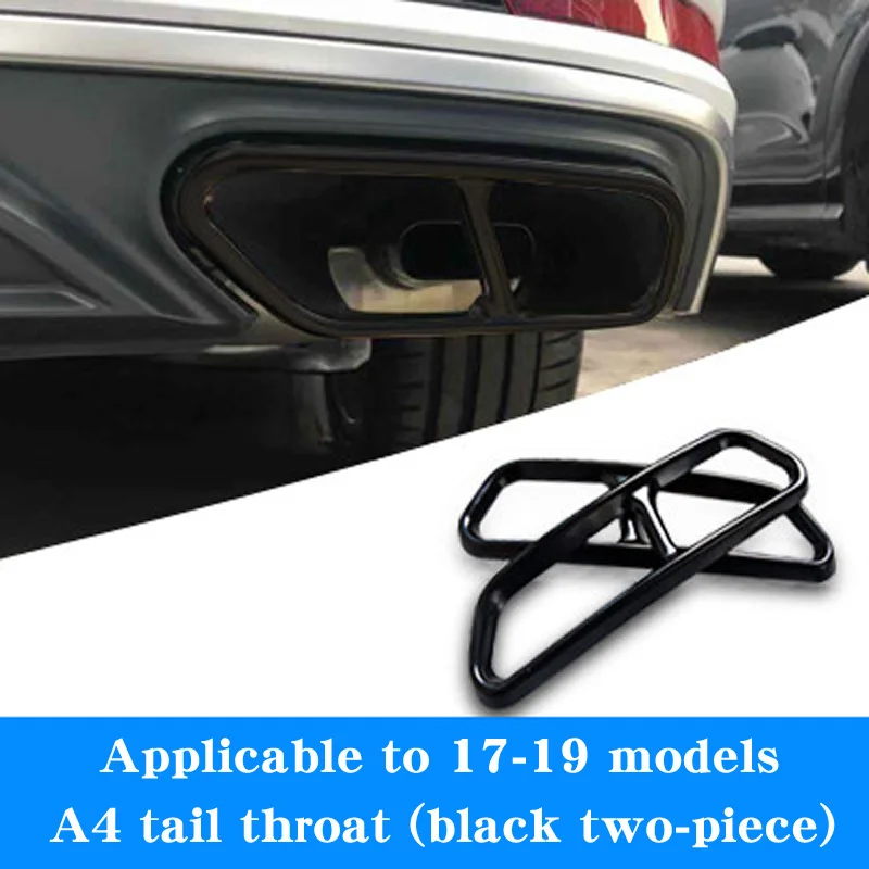17-19 A4 black 2pcs Для Audi A6 C7 A4 B9 A7 Q7 выхлопной трубы горло модифицированные наклейки для автомобилей четыре аксессуары для глушителя - Цвет: 17-19 A4 black 2pcs