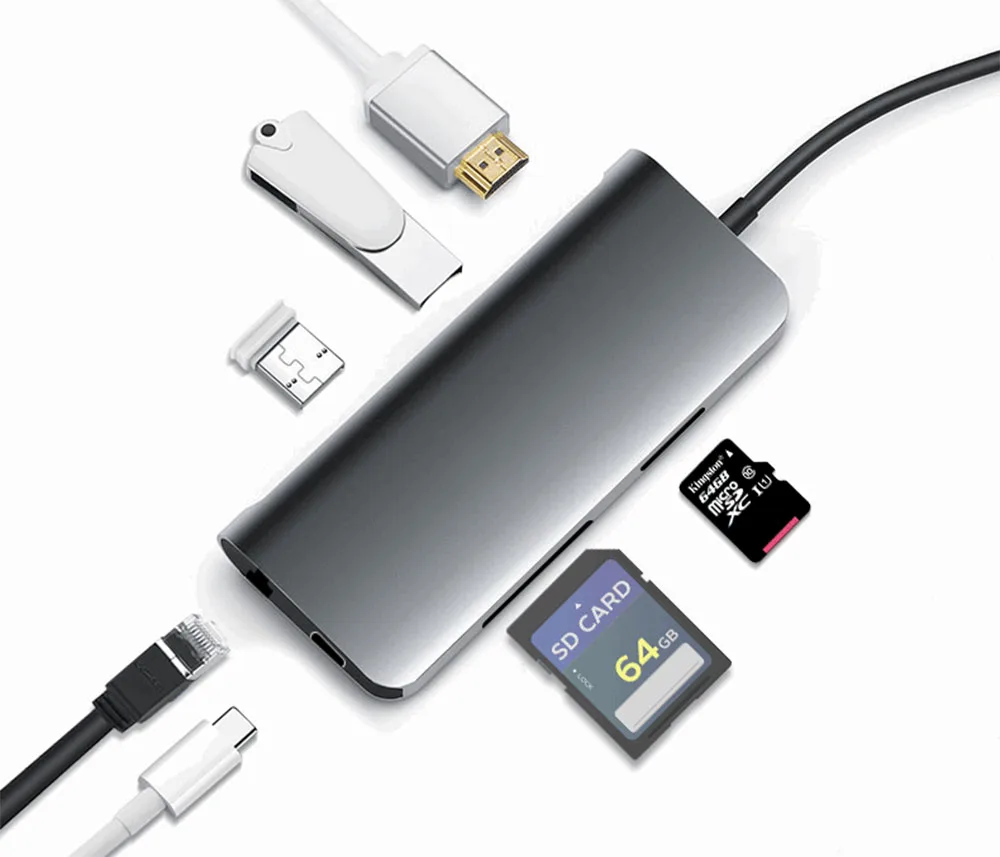 Fealushon USB 2 0 концентратор многопортовый usb адаптер USB2.0 порт с PD зарядкой для MacBook