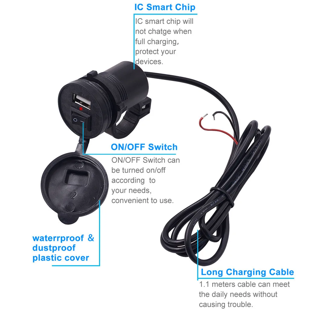 USB мотоцикл питание для мобильного телефона зарядное устройство водонепроницаемый порт Разъем для 5 В/1.5A USB заряженный сотовый телефон gps водонепроницаемый 8Z