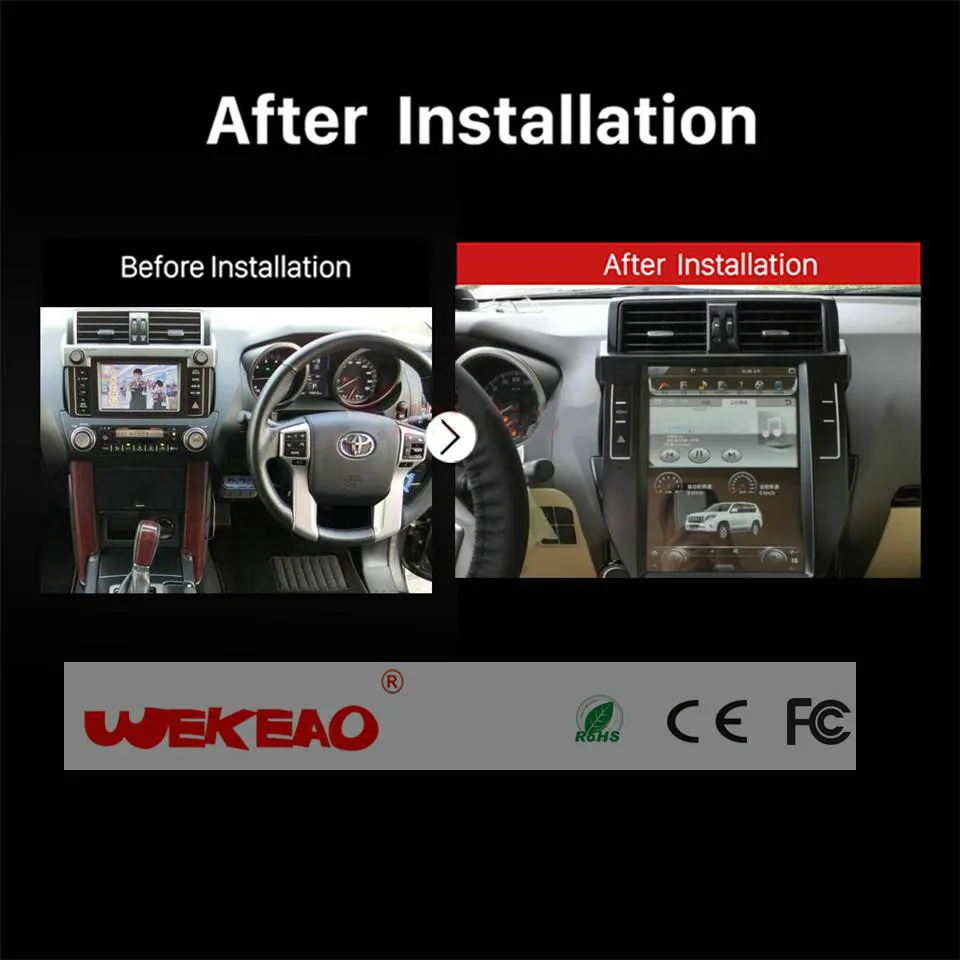 Wekeao 12 1 дюймов огромный Экран Тесла Стиль DVD мультимедиа плеер для Toyota Prado Радио 2014