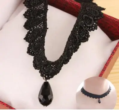 Лидер продаж Черные искусственная кожа Кружева Колье чокер Готическая обувь в