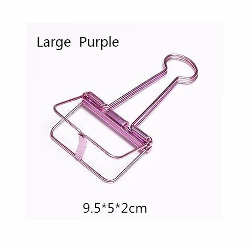 3pcs large Purple 12 шт./компл. 8 цветов милые Kawaii металлическая для бумаги зажимы скобы Офисные школьные принадлежности зажимы фото сообщения билета файл хранения - Цвет: 3pcs large Purple