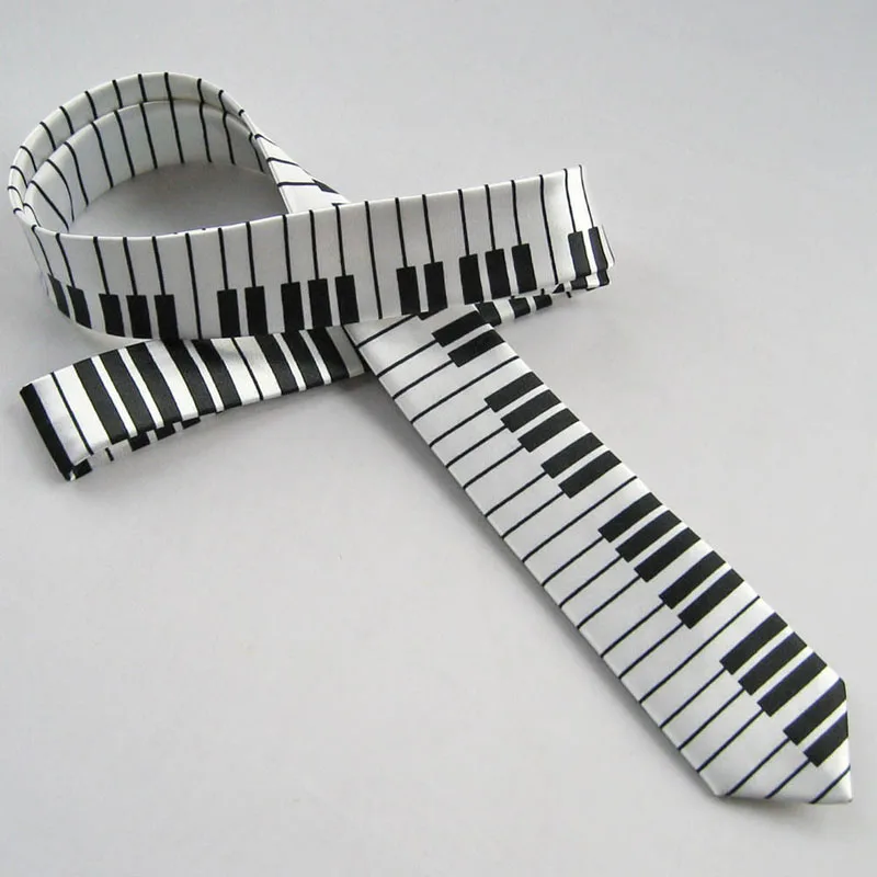 

New Men's Black White Tie Piano Keyboard Necktie Tie Classic Slim fashion Skinny Music Tie
