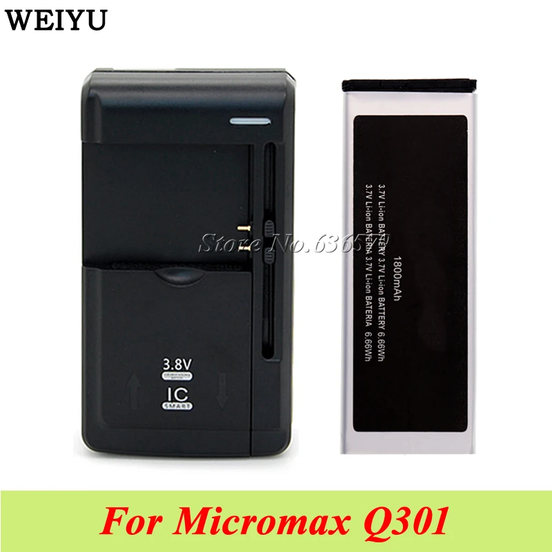

1LOT=1PC For Micromax Q301 Battery High Quality 1800mAh Accumulator +1PC Universal Charger