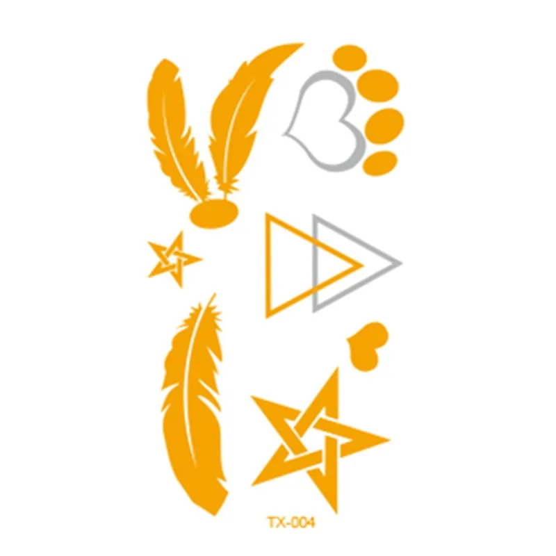 2017 Новый Водонепроницаемый Татуировки Золотой Дизайн Лебедь звезды Письма Pattern