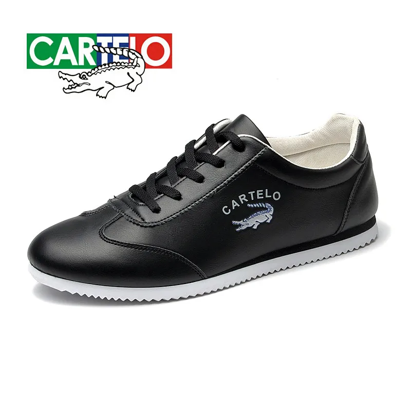 K17 black CARTELO/Новинка; Повседневная обувь; мужская кожаная обувь на плоской подошве; Низкие кроссовки на шнуровке; Tenis Masculino - Цвет: K17 black