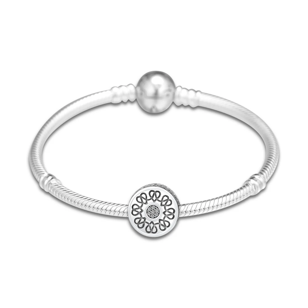 DIY Подходит для Pandora Подвески Браслеты ожерелье стерлингового серебра 925 сияющее