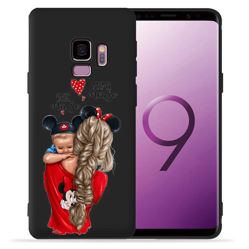Мягкий Черный Силиконовый ТПУ чехол для Samsung Galaxy S8 S9 S10 Plus Coque Etui Baby Mom Girl S6 S7 Edge Lite