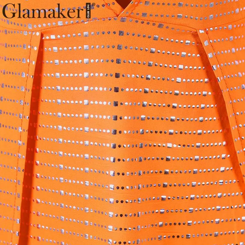 Glamaker Sequin сексуальное асимметричное облегающее платье с v-образным вырезом женское летнее короткое платье с высоким разрезом женское блестящее вечернее платье