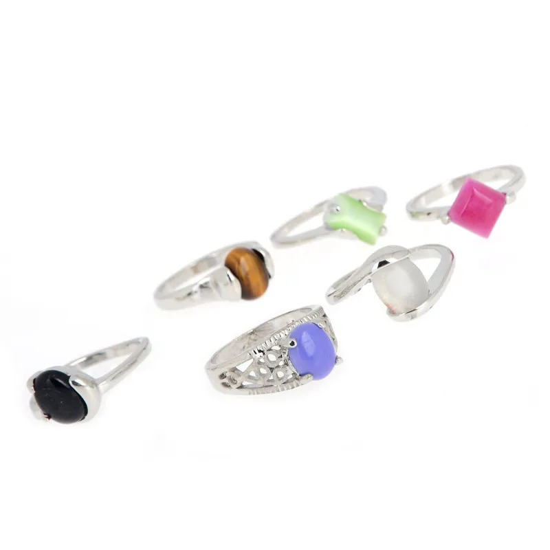 Лот 10 шт винтажные серебряные цветные маленькие геометрический Природный камень