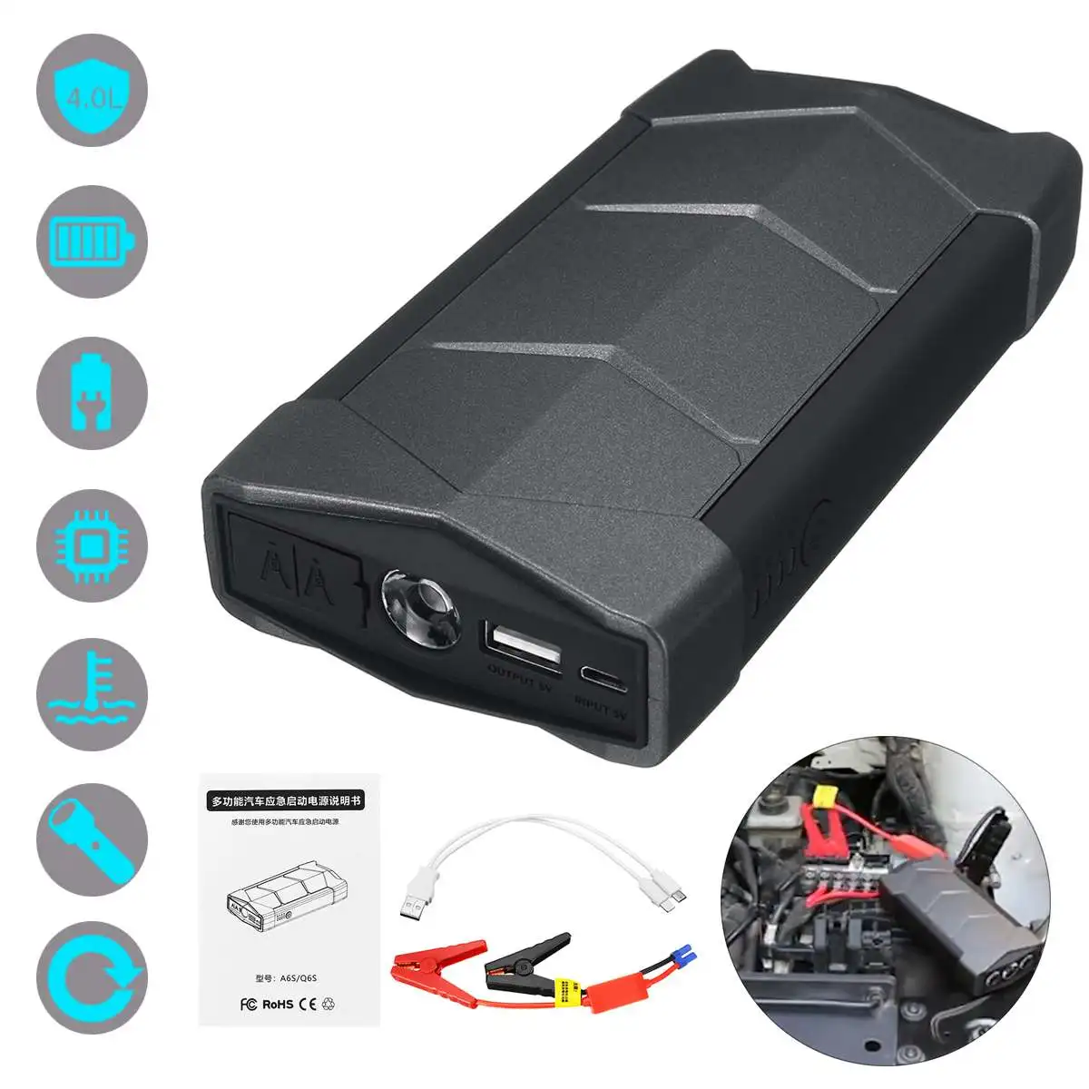Мини Портативный 12V 99900 мАч автомобильное пусковое устройство, Батарея USB Зарядное устройство экстренного Мощность банк SOS светодиодный для пусковое устройство