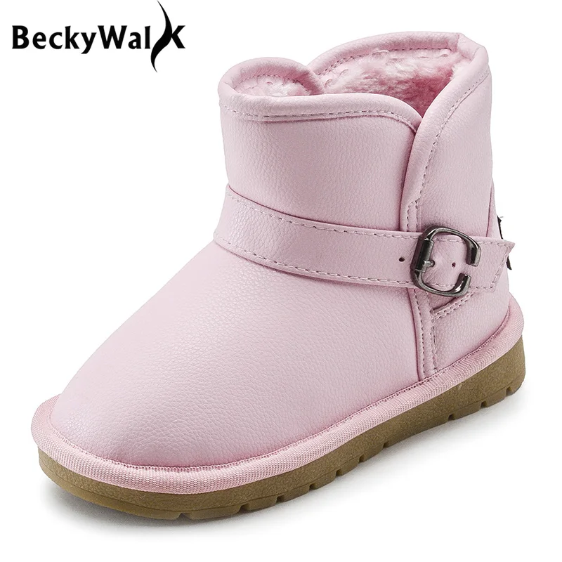 Детские Водонепроницаемые зимние ботинки из искусственной кожи хорошего