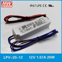 original mean well lpv 20 12 20w 1 67a 12v led power supply waterproof ip67 90264vac input led driver 12v 20w lpv 20 series