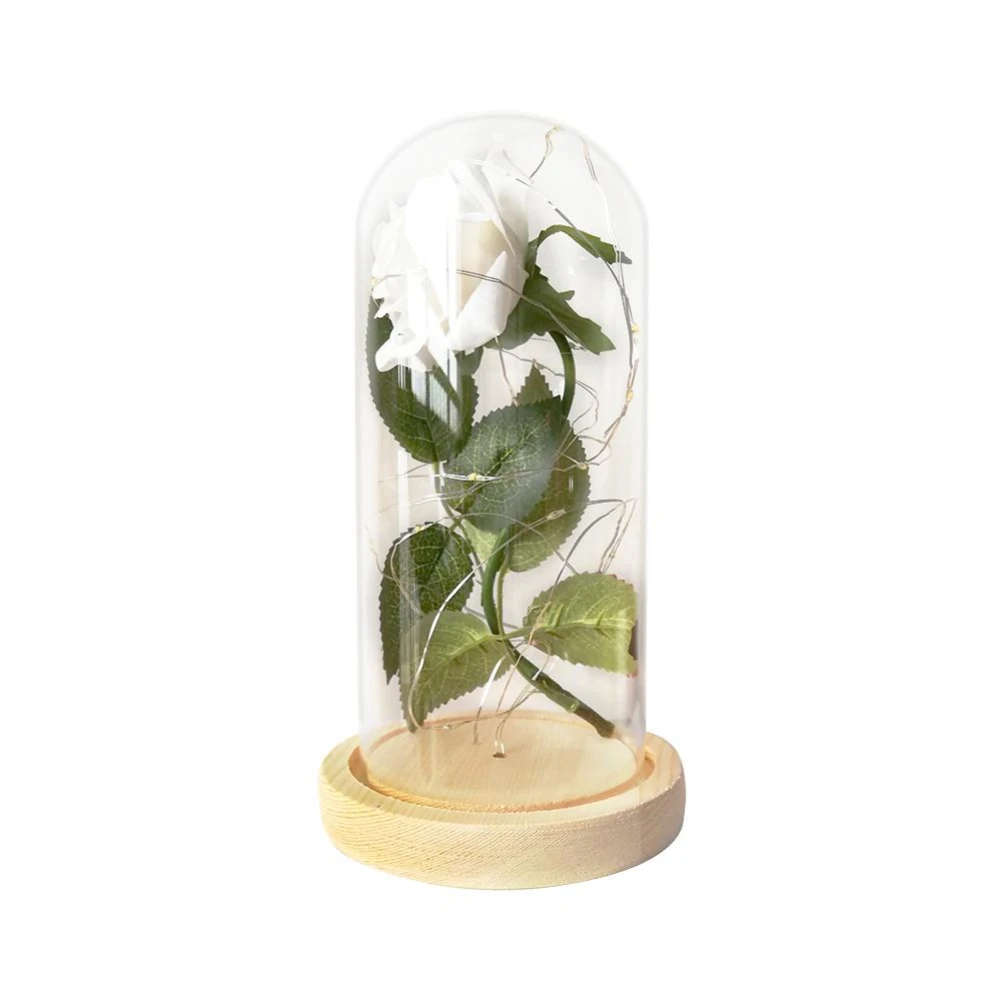Белый Средний Красавица и Чудовище Роза, Роза в стеклянном куполе, forever rose, красная роза, сохраненная Роза, Belle Rose, специальный романтический подарок - Цвет: Белый