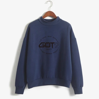 Navy Фирменная Новинка Мода осень-зима флис Для женщин Толстовка Harajuku Got7 мило Kpop толстовки Moletom пуловер Топ - Цвет: Navy