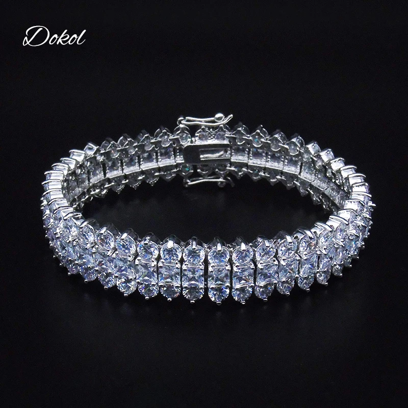

DOKOL Luxury Silver Color Elegant Bridal Bracelets Sparkling AAA+ Zircon Bangle for Wedding Women Jewelry Accessories DKB0016