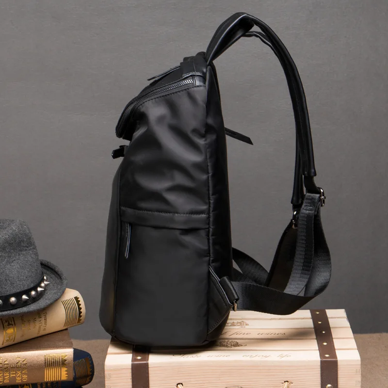 Черный кожаный рюкзак школьный для подростка однотонные кожаные Рюкзаки мужчин