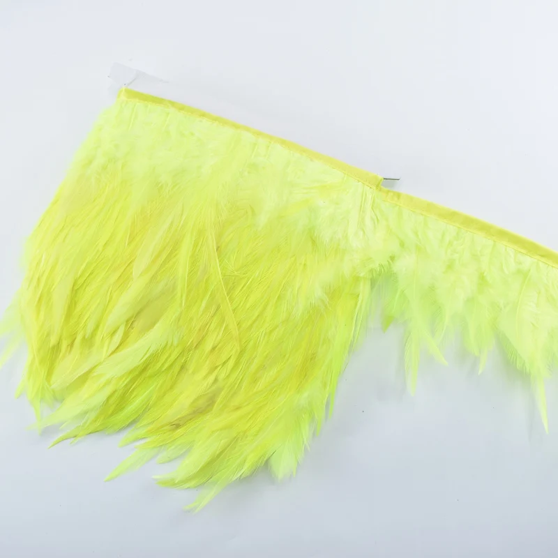 Fluorescent green 2 м/лот ленты с бахромой и перьями фазана 10-15 см/4-" бордовые перья для рукоделия Одежда Свадебные украшения - Цвет: Fluorescent green